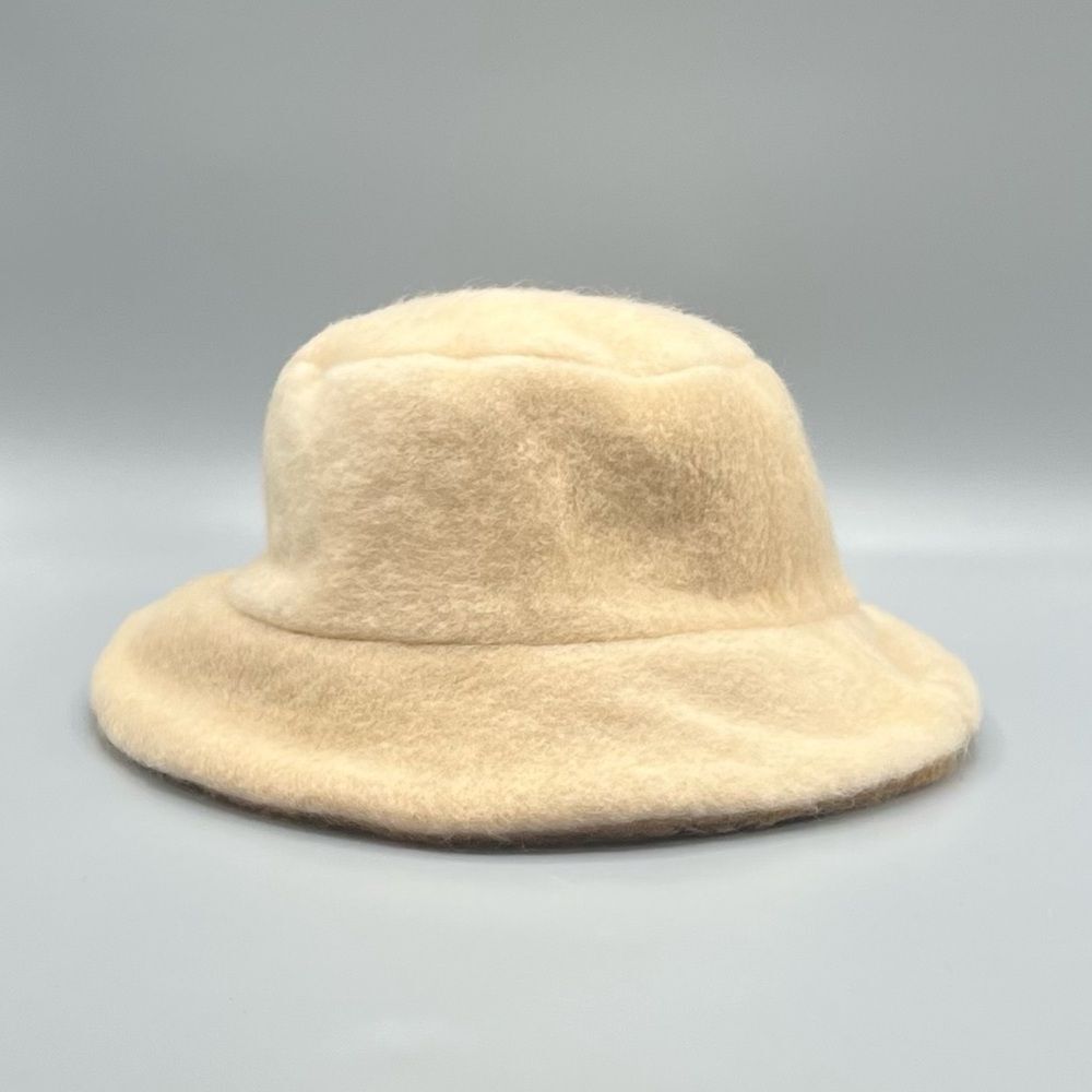 Mia Reis Cream Tan Reversible Knit Bucket Hat Women’s Soft Winter Cap